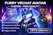 design and rig a furry vrchat avatar ready to upload