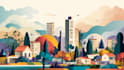 create a landscape and urban vector art illustration