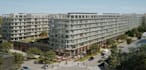 render 3d luxury apartment,mixed use development,landscape courtyard,balconies