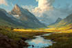 create flat landscape illustration of nature