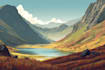 illustrate beautiful flat landscape illustration art
