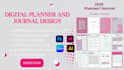 design etsy digital planner etsy hyperlink, hyperlinked digital planner journal