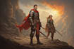 model dynamic dnd fantasy oc artwork featuring a dragonslaying hero
