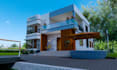update luxury duplex external,modern mansion facade render, cgi garden landscape