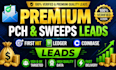 generate premium first hit pch sweeps takes leads ledger leads, coin base leads