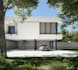 design concrete house 3d rendering,green facade,curtain wall,3d elevations model