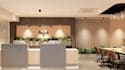 layout planning commercial space,interior office design,reception area rendering