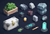create 2d game assets, props, items, icons, object, items