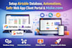 setup airtable database, automations, softr webap client portal and make com