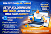 setup, fix, configure microsoft outlook office365, email issue quickly remotely
