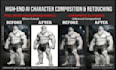 do high quality retouching, compositions and bg removal