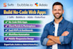 build no code webapp softr using bubble io adalo flutterflow mvp