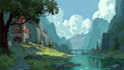 create stylized environment concept art, fantasy background