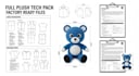 create plush toy tech pack, sewing pattern for manufacturing