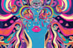 create colorful psychedelic and trippy style illustration