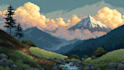draw pixel art background and landscape