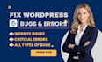 wordpress issues fixing, wordpress bugs fix, wordpress errors, fix website
