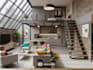 redesign your loft studio in modern cozy industrial style