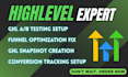 setup gohighlevel ab testing funnel optimization ghl snapshots and tracking