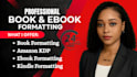 format your book for amazon KDP ebook and paperback