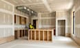 do  time lapse video showcasing epoxy floor installation and interior design