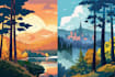 draw a flat vector landscape illustration