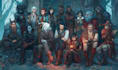 draw detailed dnd party characters together