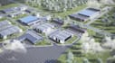 redesign 3d warehouse complex, industrial site render, cgi urban master planning