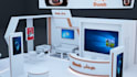 design a professional 3d exhibition stall and 3d rendering