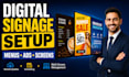 setup digital signage for menus ads screens and remote content updates