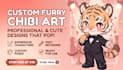 draw cute furry art, chibi fursona