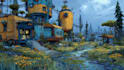 make environment, cyberpunk, sci fi art landscape design