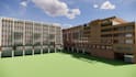 modern 3d urban planning, landscaped design, podium garden, facility rendering