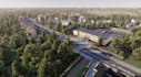 3d residential complex,street infrastructure design,aerial view render,3d layout