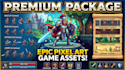 create pixel art character, pixel art tileset, pixel art sprite sheet, game UI