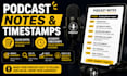 write human crafted podcast note and timestamps