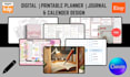 design etsy digital planner printable planner hyperlinked journal ebook calendar