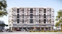 design mixed use building, commercial building exterior, architecture rendering