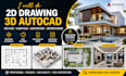 do 2d  drawing 3d autocad site plan floor plan architecture interior design