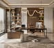design home office, workspace interior and 3d office render