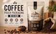 design coffee pouch packaging, beverage bottle label design and box packaging