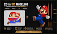 convert your 2d character design into a 3d model, 2d to 3d model for printing