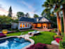 do landscape design with front yard, backyard design, pool, deck, garden design