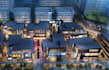 3d commercial district,housing development,urban dusk render, cgi retail complex