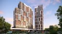 regenerate 3d complex exterior, residential mixed use building,landscape render