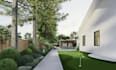 do landscape backyard design, 3d rendering,  pool, patio, pergola, garden design
