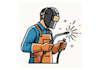 design creative welder mascot logo with unique creativity design