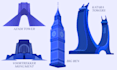 design vector illustration and line art illustration for buildings and landmarks