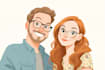 create cute disney style cartoon portraits for couples