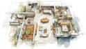 draw building and interior floor plans in watercolor
